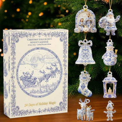 Christmas Toile De Jouy Christian Advent Calendar, Gift For Jesus Lover, Faith Based, Christian Home Decor, Christmas Countdown Calendar