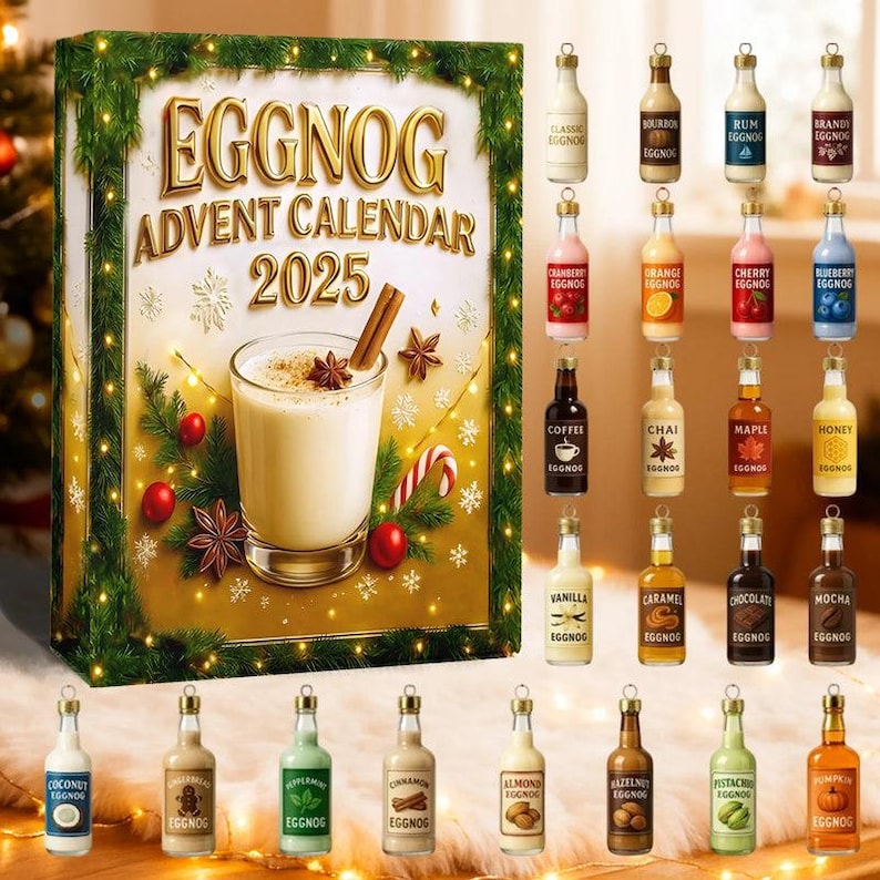 Eggnog Advent Calendar 2025, Gift For Eggnog Lover, Eggnog Ornament, Christmas Gift Ideas, Christmas Countdown, Advent Calendar
