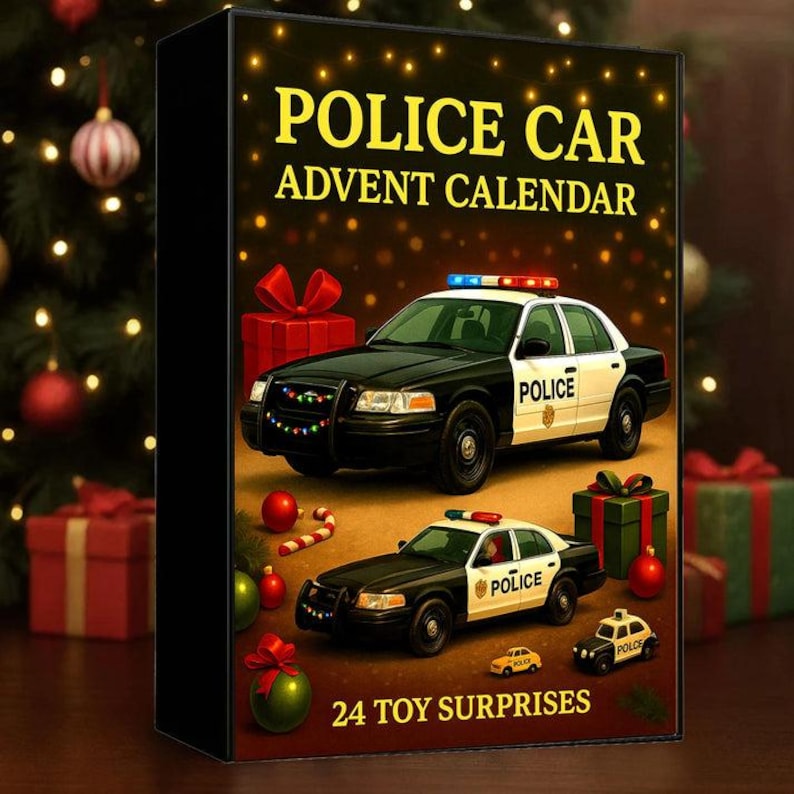 Police Car Advent Calendar, Law Enforcement Gift for Him Husband, Gift for Police Officer, First Responder, Chirstmas Countdown Calendar