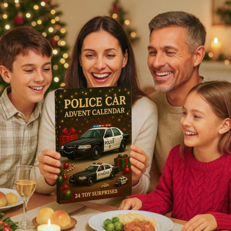 Police Car Advent Calendar, Law Enforcement Gift for Him Husband, Gift for Police Officer, First Responder, Chirstmas Countdown Calendar
