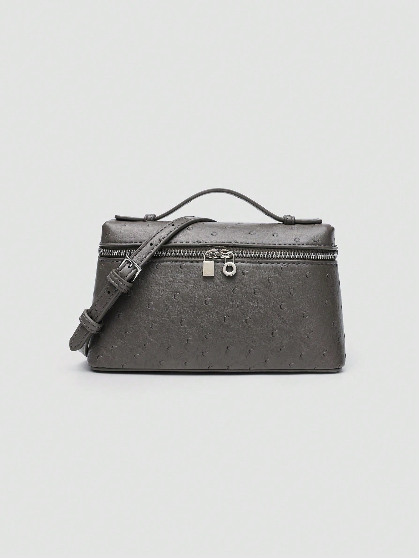 Elegant Ostrich Embossed PU Square Crossbody Bag