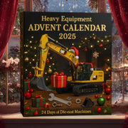 Santa Heavy Equipment 2025 Advent Calendar, Heavy Trucks 24-Day Countdown Ornament, Christmas Charm Box Gifts, Santa Holidays Ornament Boxes