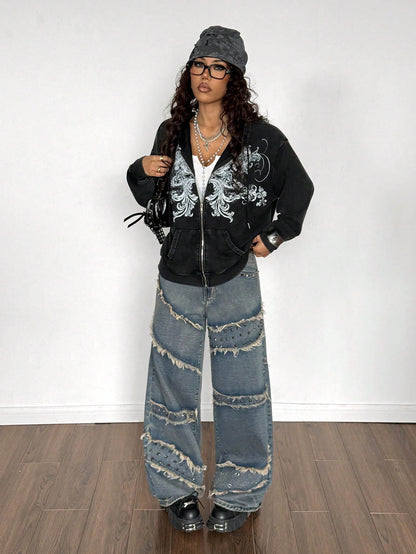 Women's Y2K Gothic Retro Distressed Loose Sweatshirt