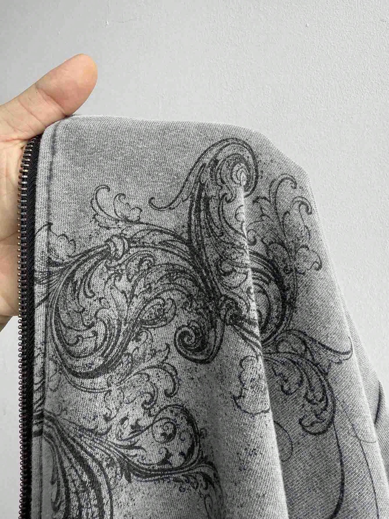 Women Leopard Zip-Up Grey Hoodie