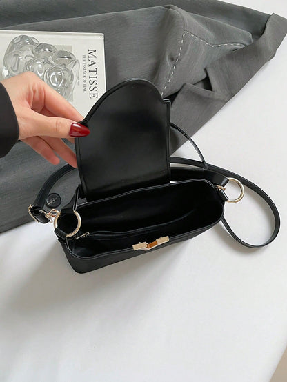 Minimalist Mini PU Leather Handbag with Metal Lock