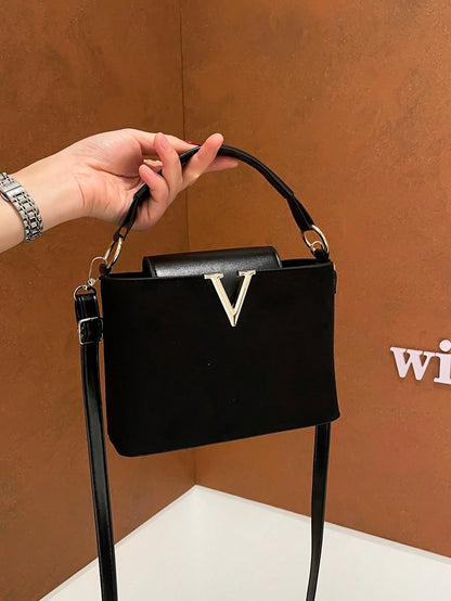 Minimalist Mini PU Leather Handbag with Metal Lock