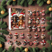 Dachshund Advent Calendar 2025: 24 2D Acrylic Wiener Dog Christmas Ornaments