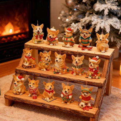 Corgi Advent Calendar, 24 Pcs 2D Acrylic Ornaments, Christmas Countdown Hanging Decor, Gift for Dog Lovers, Cute Corgi Themed Gif