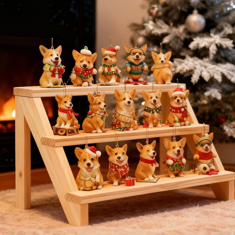 Corgi Advent Calendar, 24 Pcs 2D Acrylic Ornaments, Christmas Countdown Hanging Decor, Gift for Dog Lovers, Cute Corgi Themed Gif