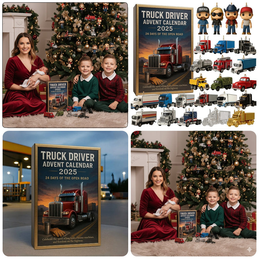 2025 Truck Driver Advent Calendar Truck Driver Advent Calendar 2025 Christmas Gift Box 24 Days Of The Open Road With Assorted Truck  Trucker Figurine Ornaments