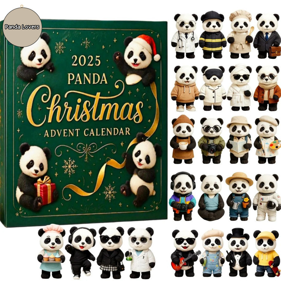 2025 Panda Christmas Advent Calendar 24 Pcs 2d Acrylic Ornaments Cute Christmas Countdown Hanging Decor