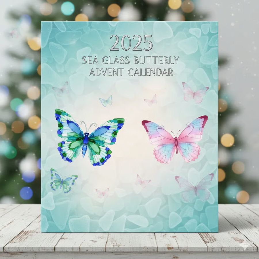 2025 Sea Glass Butterfly Advent Calendar With 24 Hanging Ornaments Countdown Christmas Gift For Butterfly Lovers Tree Decor Holiday Display