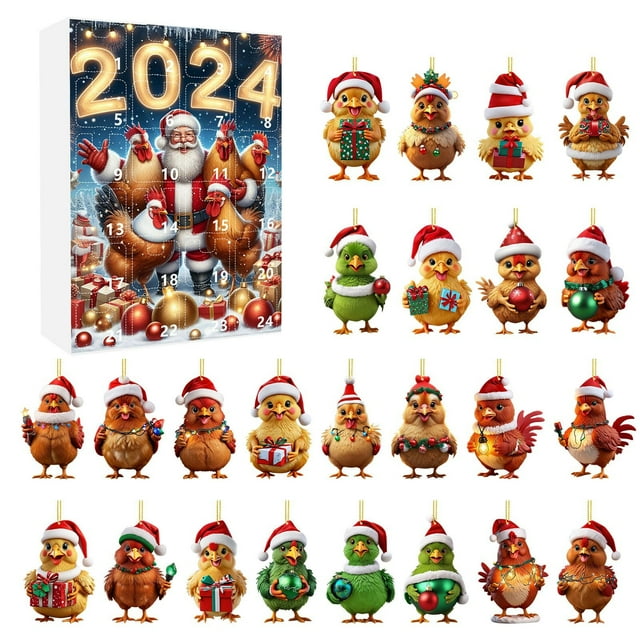 Christmas Home Ornaments 2025 Christmas Holiday Advent Calendar Advent Calendar Edition Chicken Set Christmas Hom