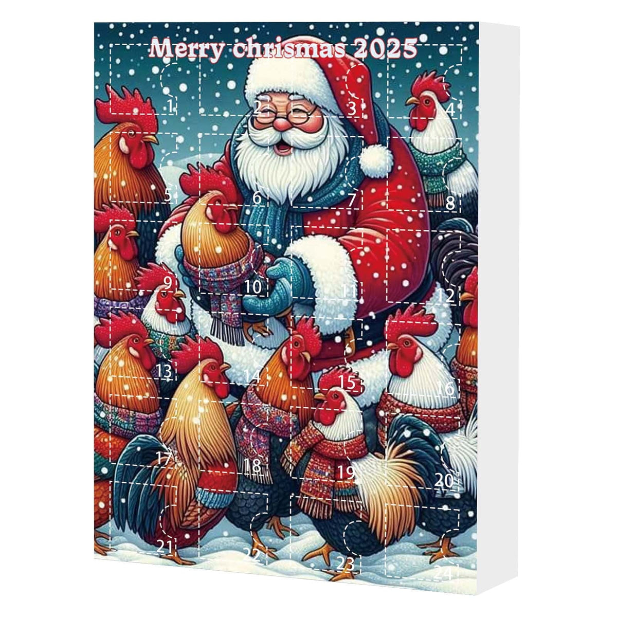 24 Days Christmas Advent Calendar 2025 With 24 Santa Hat Chicken Ornamentsunique Holiday Home Decordaily Xmas Tree Countdown Decorfun Chickens Theme Gift For Adults  Kids
