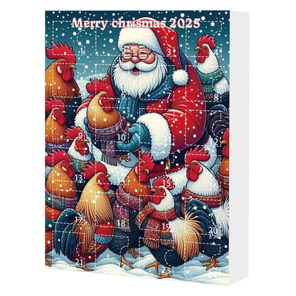 24 Days Christmas Advent Calendar 2025 With 24 Santa Hat Chicken Ornamentsunique Holiday Home Decordaily Xmas Tree Countdown Decorfun Chickens Theme Gift For Adults  Kids