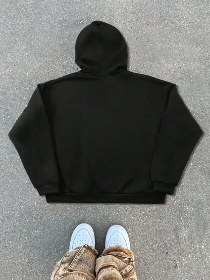Men's American Letter Graphic Print Loose Fit Hoodie