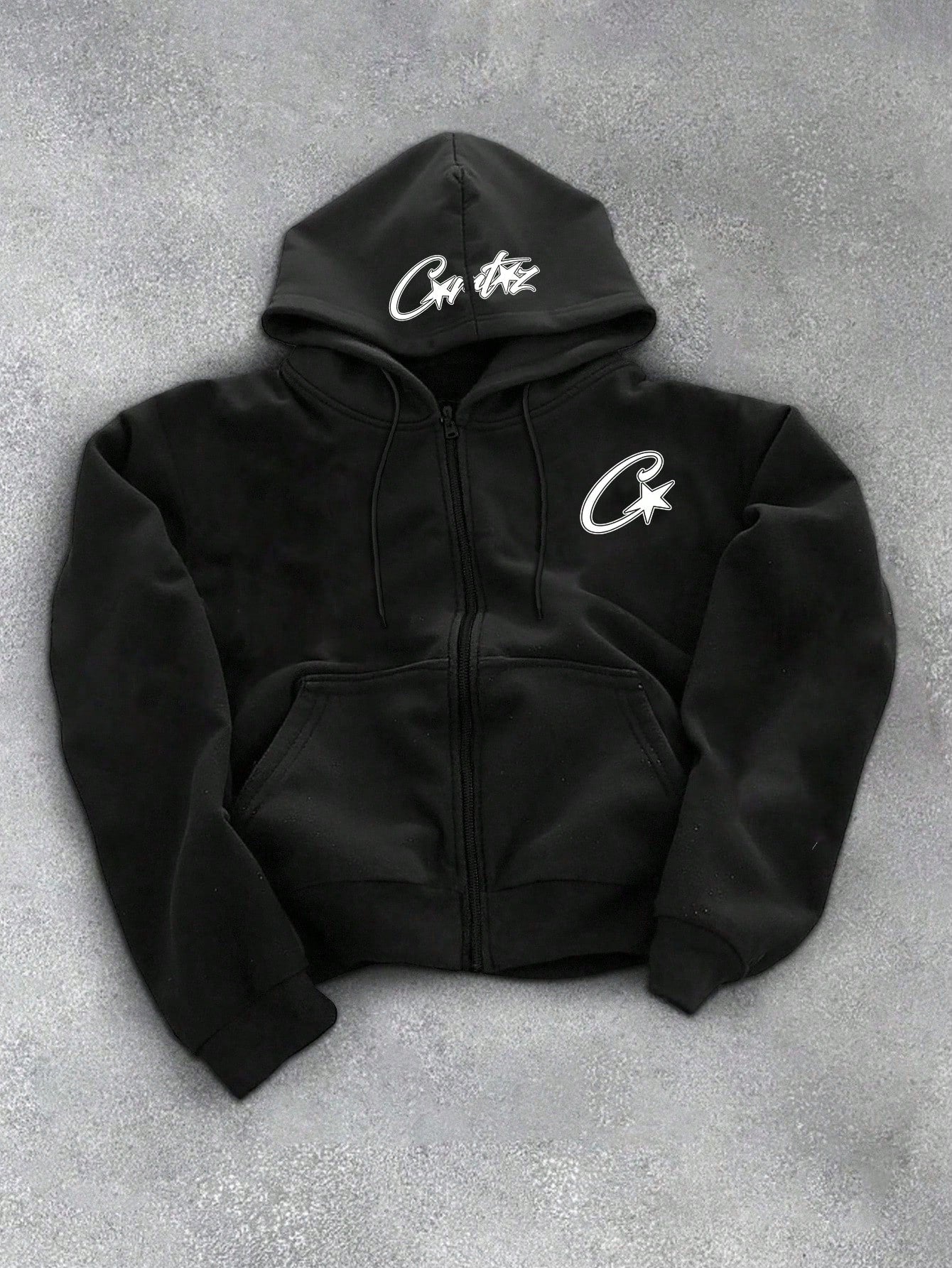 Men's American Letter Graphic Print Loose Fit Hoodie