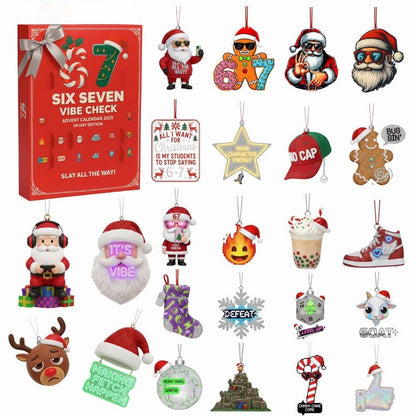 Six Seven Christmas Ornament Advent Calendar 2025 – 24-Day Holiday Countdown Box | Mini Tree Decorations Gift for Christmas Lovers