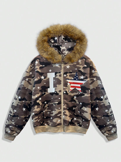 Men's Casual Camouflage Print Hooded