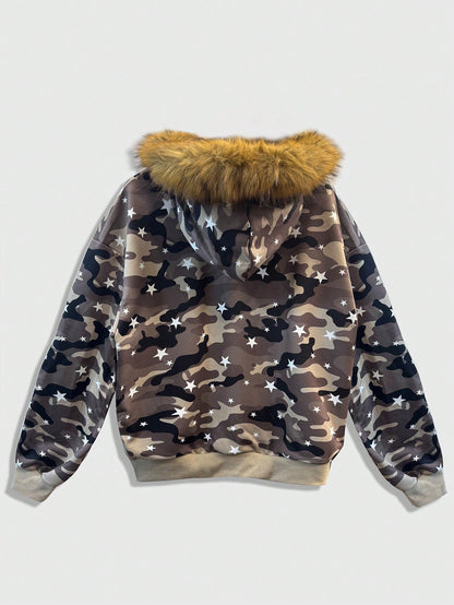 Men's Casual Camouflage Print Hooded