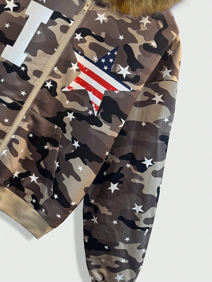 Men's Casual Camouflage Print Hooded