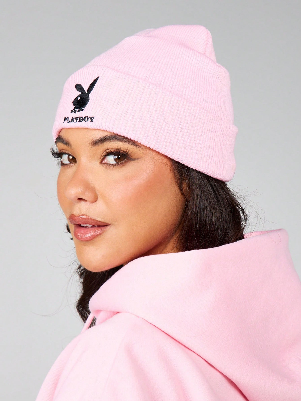Playboy Chunky Knit Logo Embroidery Cuffed Beanie