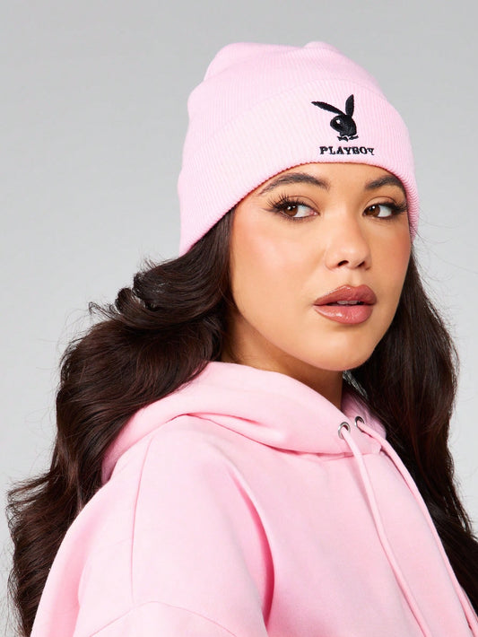 Playboy Chunky Knit Logo Embroidery Cuffed Beanie