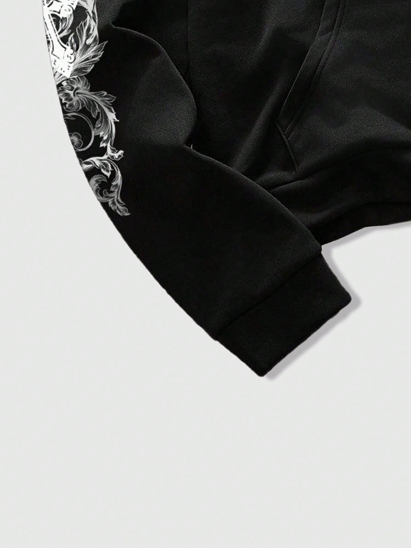 Men's Street Cross Print Zip Up Hoodie with Fur Collar