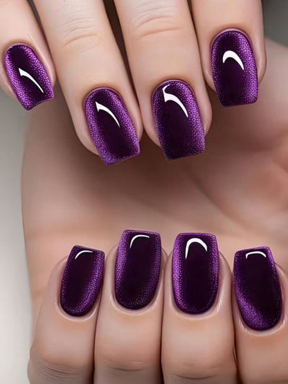 Elegant Cat Eye Red Purple Chic Press-On Nails