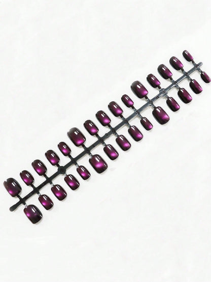 Elegant Cat Eye Red Purple Chic Press-On Nails