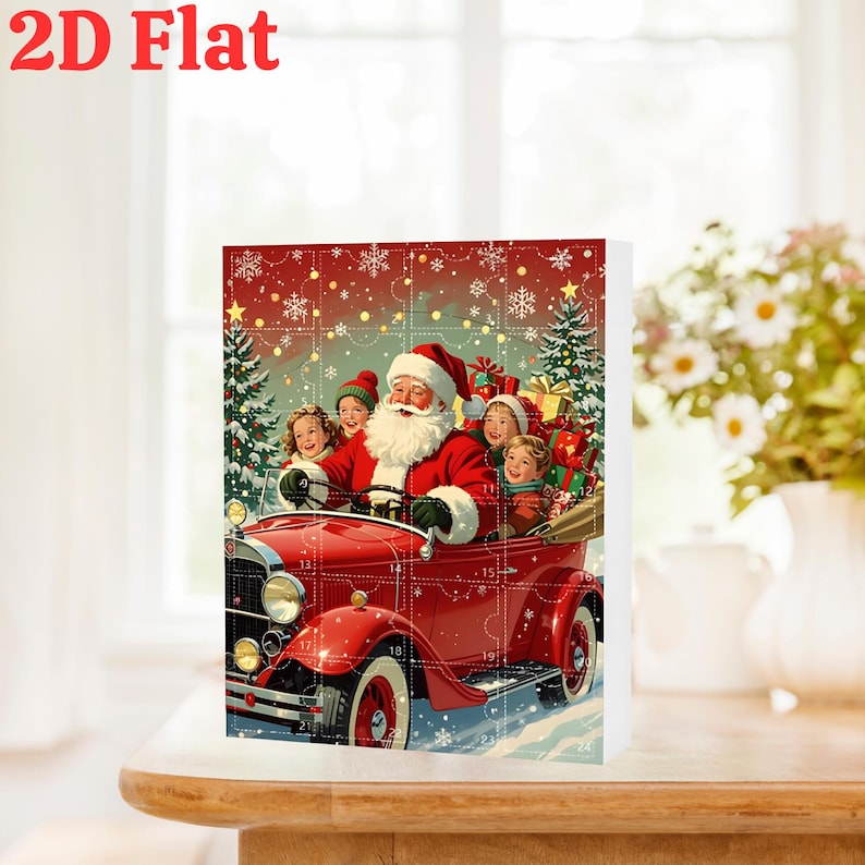 Advent Calendar 2025 24 Days 2d Acrylic Transportation Ornaments Monster Truck Airplane Ship Figures Festive Xmas Tree Hanging Decor Gift