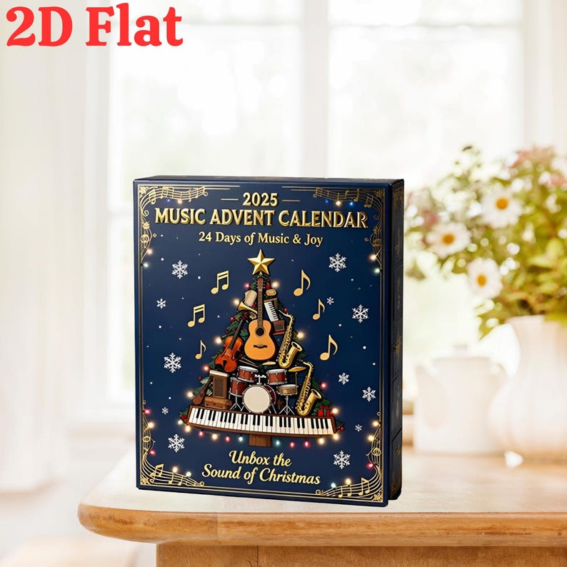 Advent Calendar 2025 For Music Lovers 24 Days Mini Musical Ornaments 2d Instrument Figures For Musicians Christmas Countdown Decor Gift