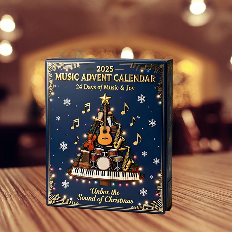 Advent Calendar 2025 For Music Lovers 24 Days Mini Musical Ornaments 2d Instrument Figures For Musicians Christmas Countdown Decor Gift
