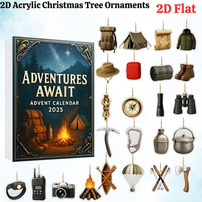 Advent Calendar 2025 For Outdoor Lovers 24 Days Explorer Themed Acrylic Ornaments Hiking  Camping Adventure Figures Xmas Countdown Gift