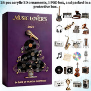Advent Calendar 2025 For Music Lovers 24 Days 2d Acrylic Musical Instrument Ornamentscute Music Figures Xmas Tree Decorgift For Musicians