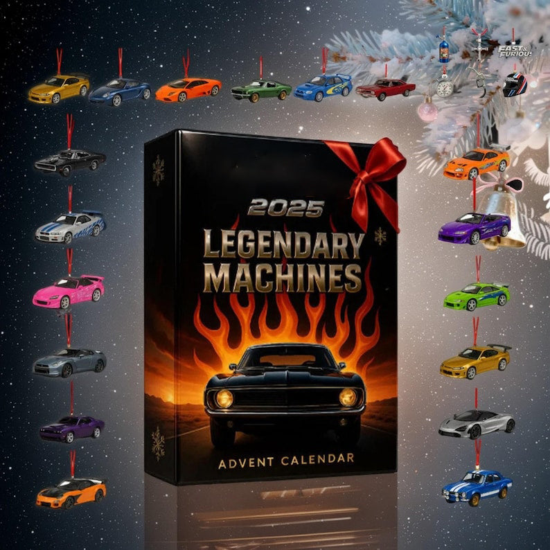 Legendary Machines Advent Calendar 2025 Christmas Ornaments Set For Family Legendary Machines Diecast Cars For Boys Gift For Car Lover