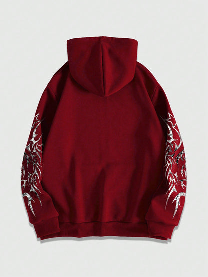 Men's Goth Red Graphic Zip-Up Hoodie