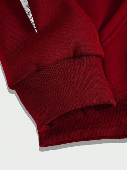 Men's Goth Red Graphic Zip-Up Hoodie