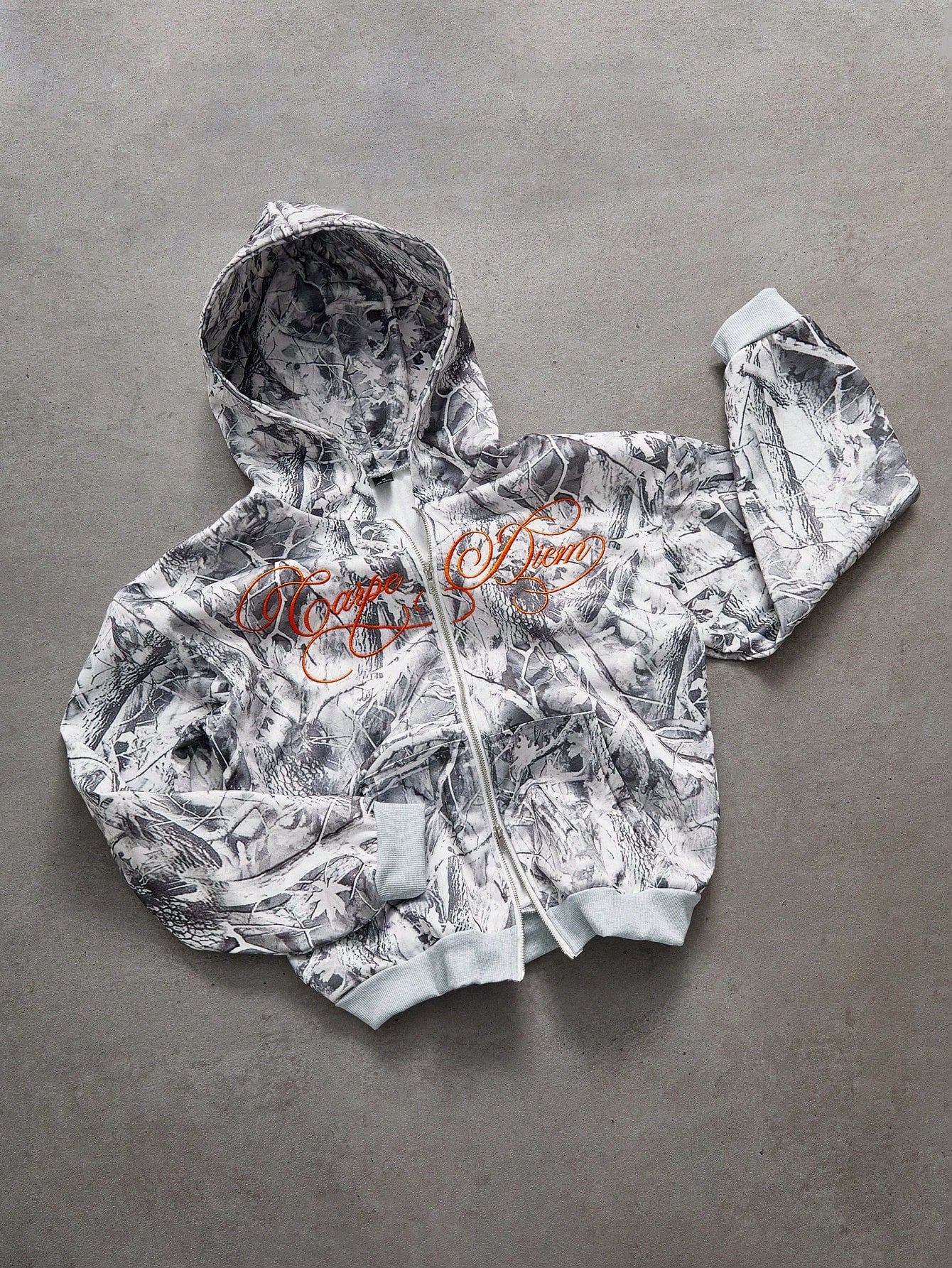 Men's Camo 3D Embroidered Zip-Up Hoodie