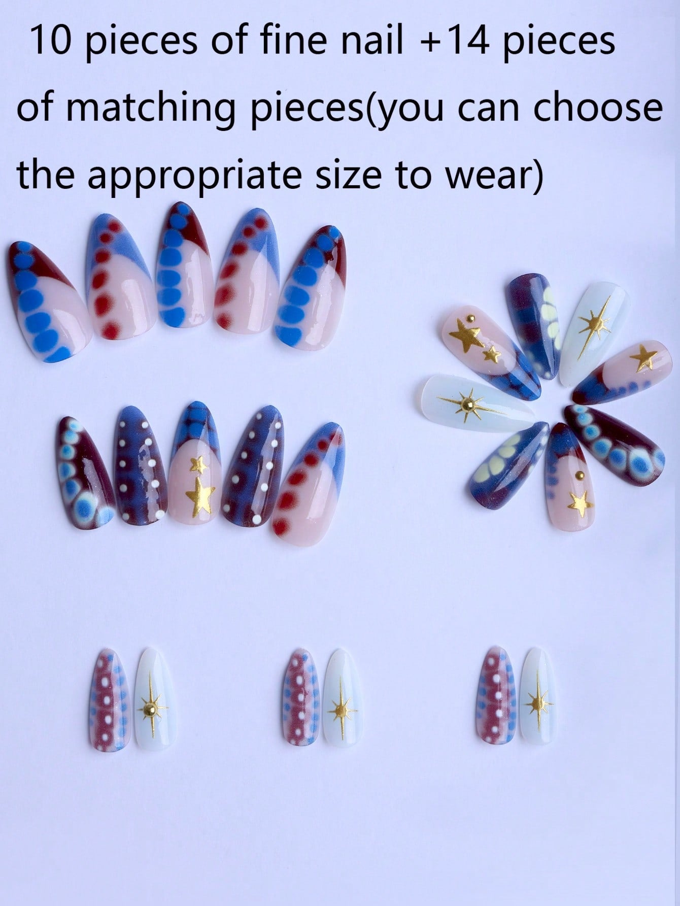 Blue Y2K Starry Sky Crocodile Press-On Nails