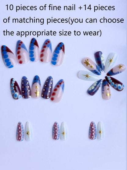 Blue Y2K Starry Sky Crocodile Press-On Nails