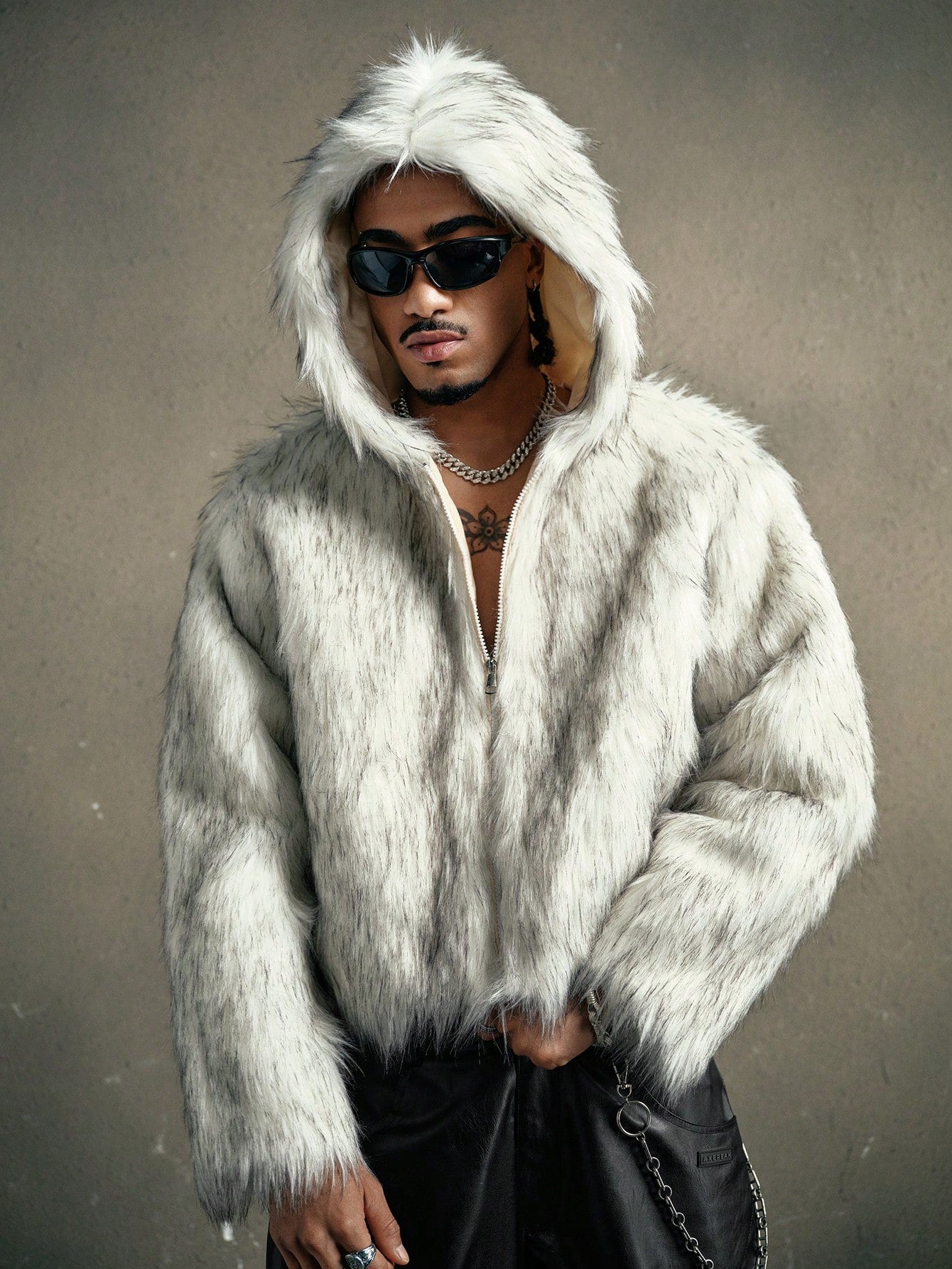 Men Cross Embellished Hooded Jacket