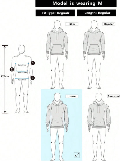 Men's Color Block Drawstring Casual Hooded