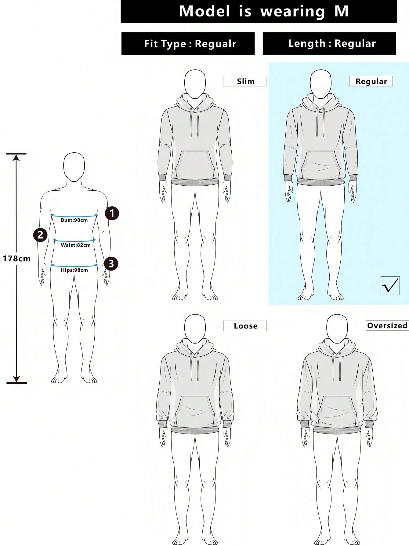 Men's Letter Figure Print Zip Front Long Sleeve Hoodie