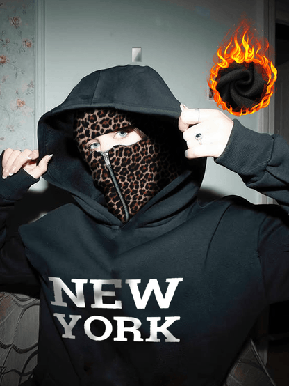 Women's New York 7 Leopard Print Double Hood Sweatshirt