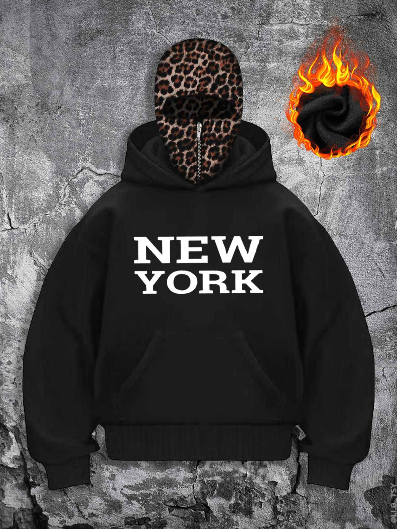 Women's New York 7 Leopard Print Double Hood Sweatshirt