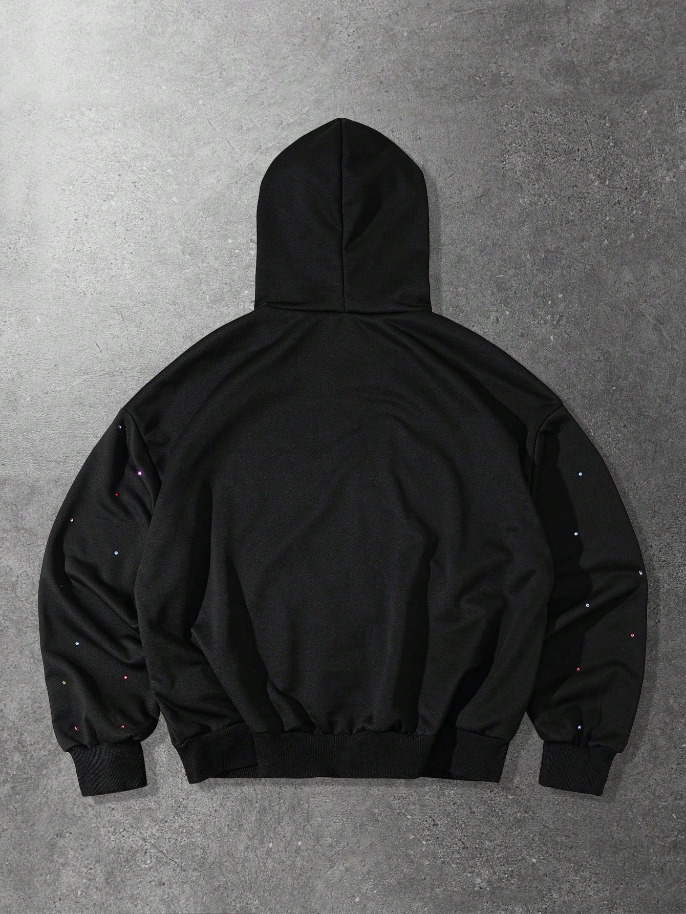 Men's Rhinestone Letter Flame Pattern Zip Up Hoodie