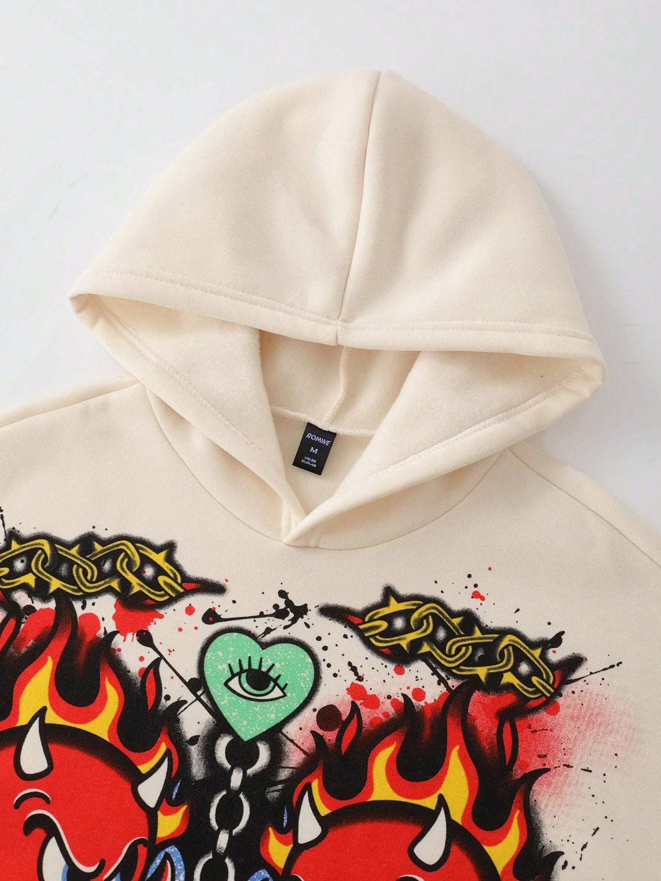 Men Loose Fit Retro Graphic Hoodie