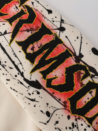 Men Loose Fit Retro Graphic Hoodie