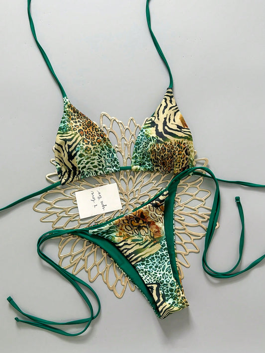 Vintage Leopard Print Sexy 2-Piece Bikini Set